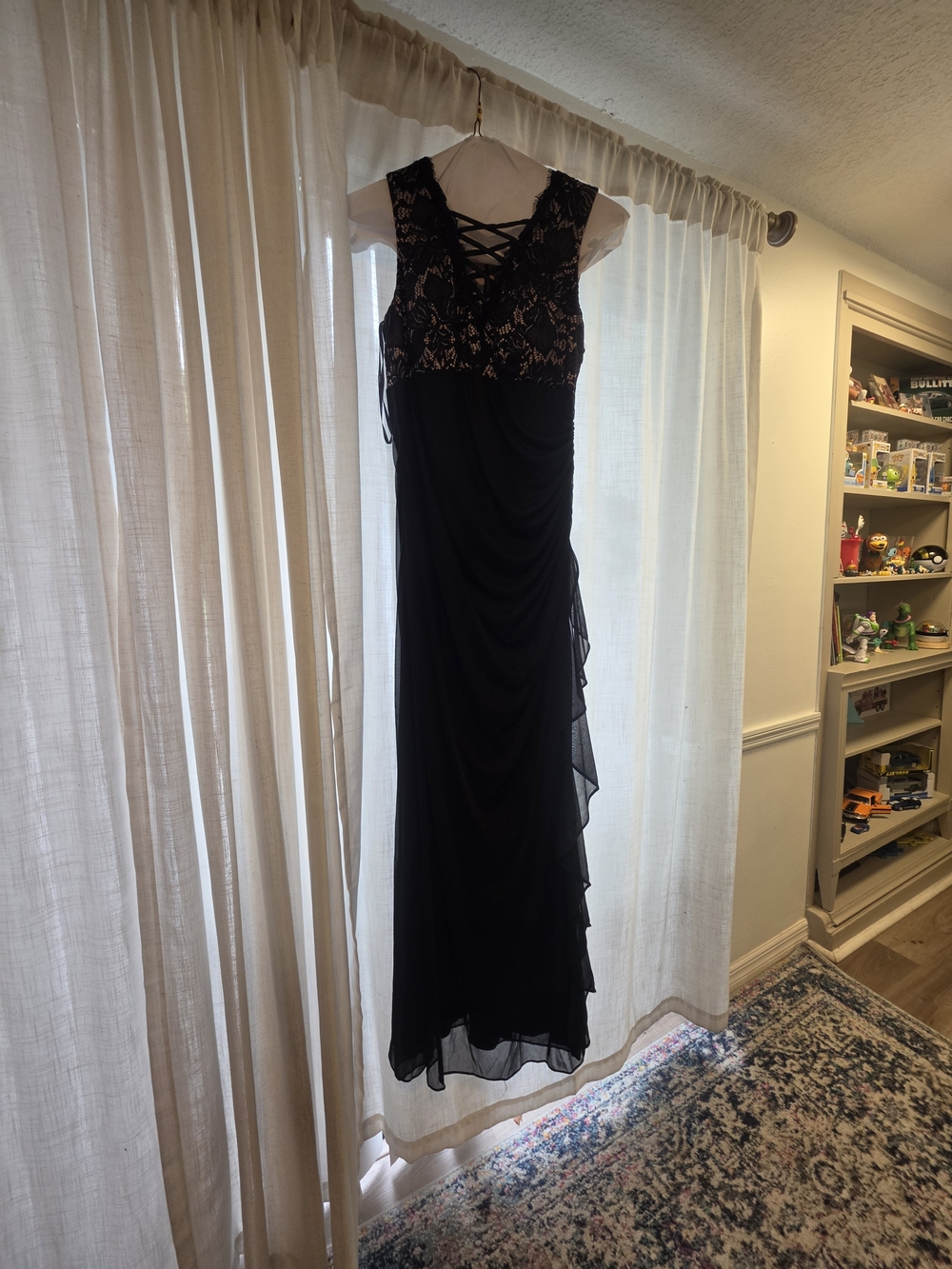 Black Lace-Detail Maxi Dress
